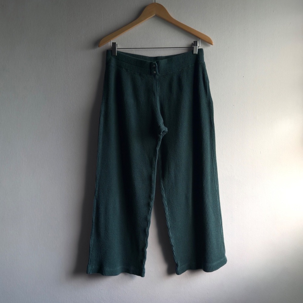 Faherty Apres Waffle Knit Wide Leg Pants Womens Small Seamoss Organic Cotton